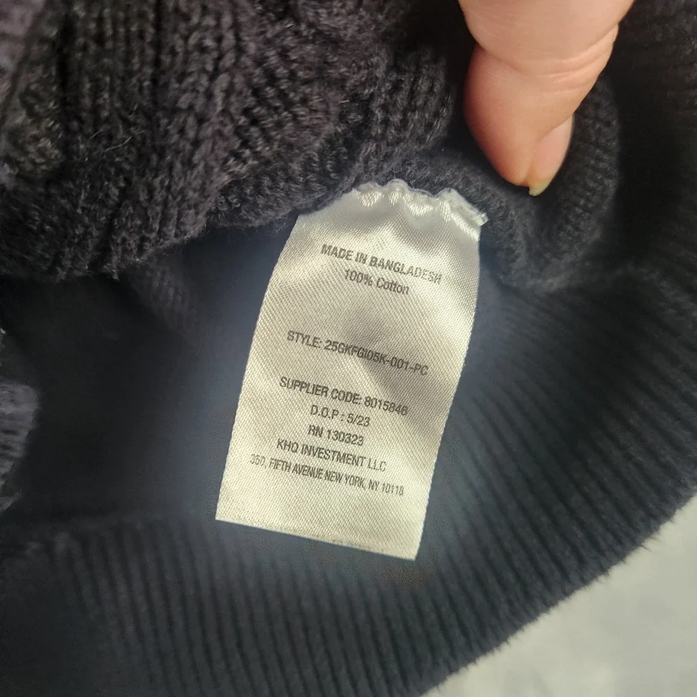 Gap Kids Cable Knit Henley Pullover Cotton Sweater Sz 8 Medium Black Cozy Preppy